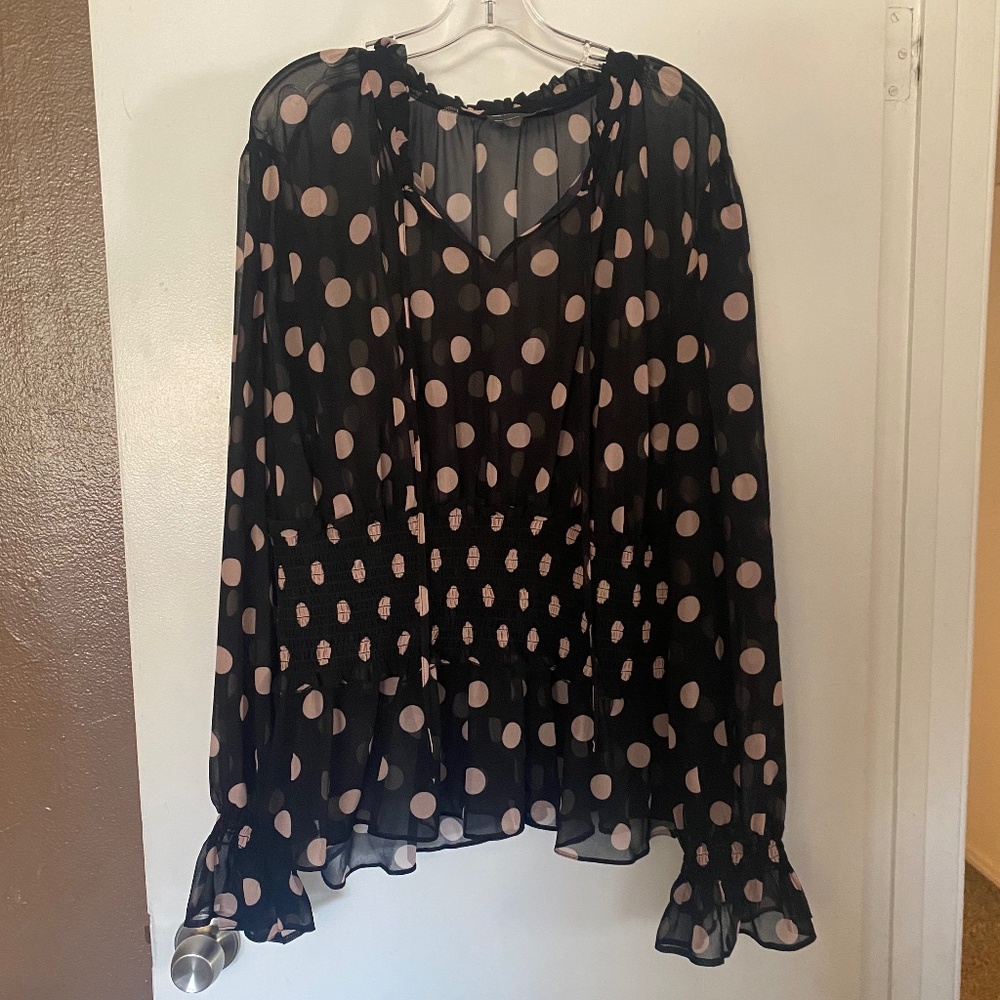 ASOS Curve Polka Dot Peasant Blouse Size 20 EUC